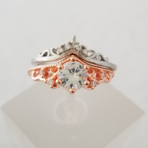 fstepka Jewelry - (2pcs) 18k Over Sterling Crown Design Ring Set